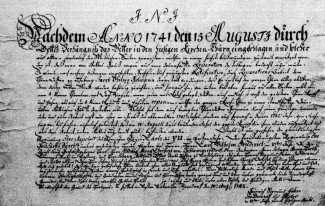 Urkunde von 1742