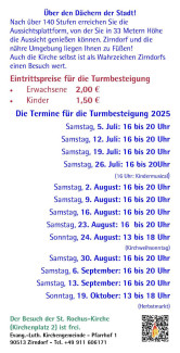 Terminüberisch Turmbesteigungen 2025
