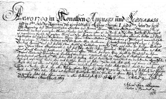 Urkunde von 1709