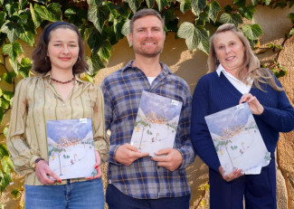 Werbung für den Adventskalender: Carlotta Strupp, Künstlerin, Leo Reisinger Schauspieler, Sonja Merz Fundraising.