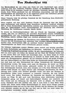 Die Glocken - Bericht vom Kirchweihfest 1955