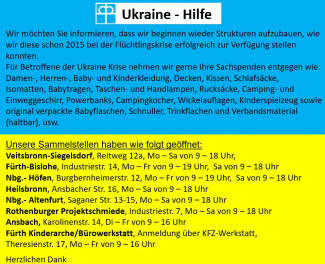Sachspenden für ukrainische Flüchtlinge