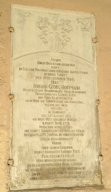 Epitaph des brandenburg-ansbachischen Cammerraths Johann Georg Hoffmann