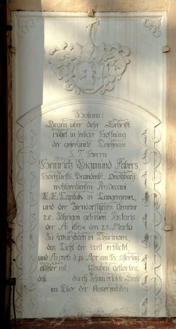 Epitaph des Prodekans Heinrich Sigmund Faber