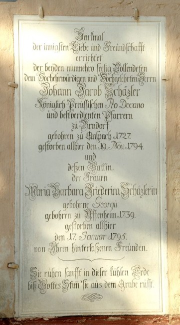 Epitaph des Prodekans Johann Jacob Schäzler und seiner Frau